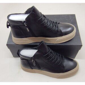 Snover AL6-11 Black Leather Ankle Sneakers Men's Casual Luxury Shoes